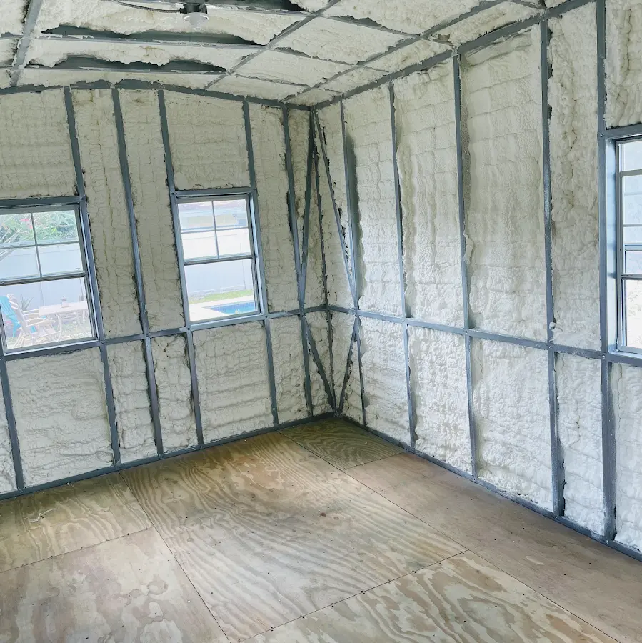 Closed-cell spray foam insulation applied to wall cavities in a residential project in Walterboro